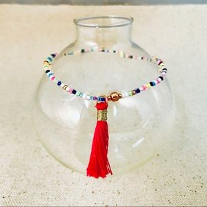 COPY - Stretch beaded anklet multicolor fuschia  …